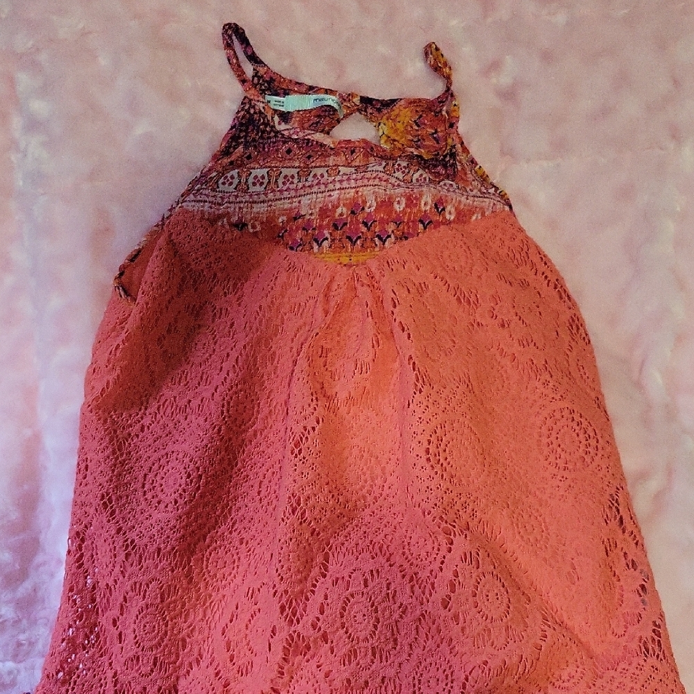 Womens Coral Lace Dress